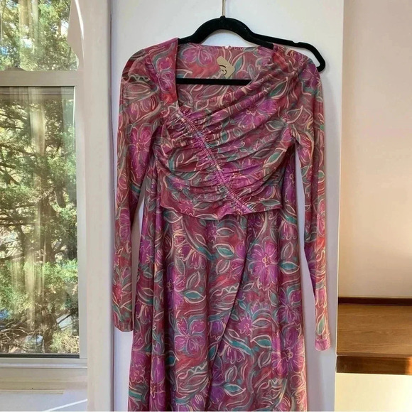 New Free People Supernova Set Two Piece Skirt Crop Top Long Sleeve Purple Small - Picture 8 of 14